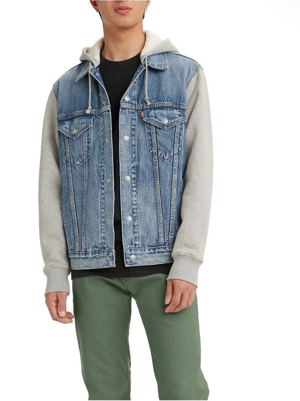 Levi's Blue Denim Hybrid Hoodie Trucker Jacket, Size M, NWOT